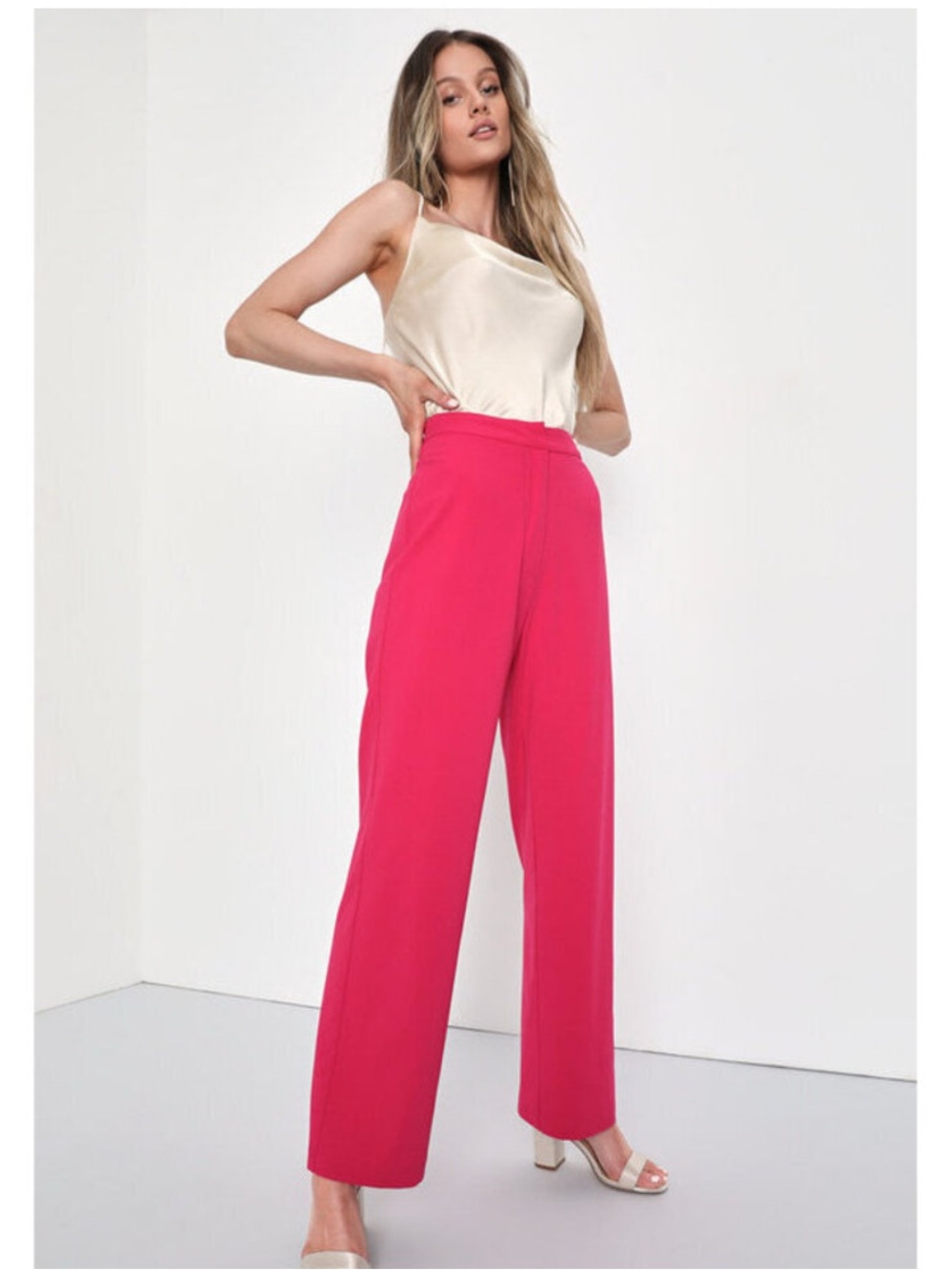 Lulus NWT hot pink dress trousers wide leg